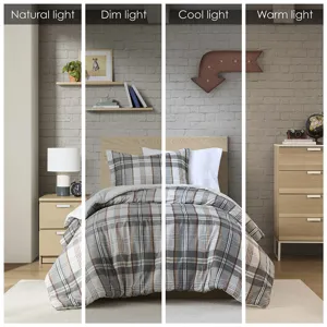Blake Twin/Twin XL Plaid Duvet Cover Set - Tan/Gray