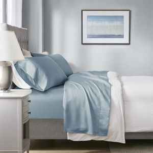 1000 Thread Count Full HeiQ Smart Temperature Cotton Blend 4 PC Sheet Set - Blue