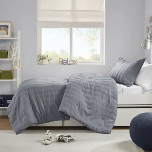 Super Listing Logan Striped Reversible Pintuck Pleated Duvet Set