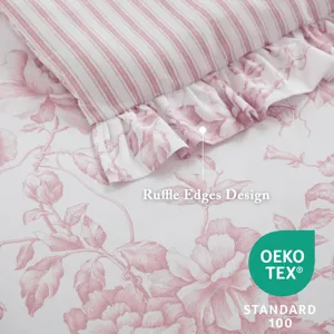 Adele King 5 Pieces Comforter Set with Decorative Pillows - Pink