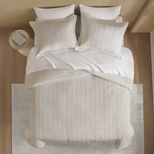 Super Listing Logan Striped Reversible Pintuck Pleated Duvet Set