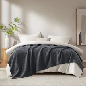 Madison Park Waffle Weave Cotton Blanket