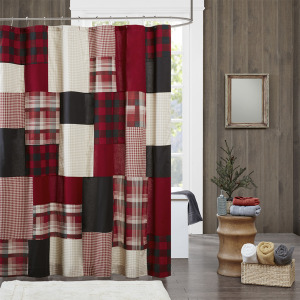 Woolrich Sunset 100% Cotton Shower Curtain - Red
