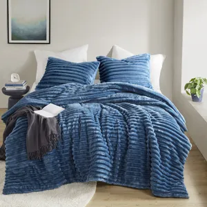 Intelligent Design Avril Fluffy Ribbed Plush Comforter Set