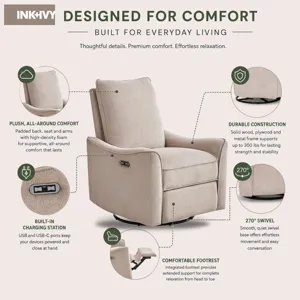 INK+IVY Cameron Power Recliner 3-in-1 with Swivel, Glider, Charging Station
