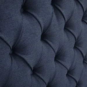 Amelia Queen Upholstered Wingback Headboard with Button Tufting & Nailhead Trim - Navy
