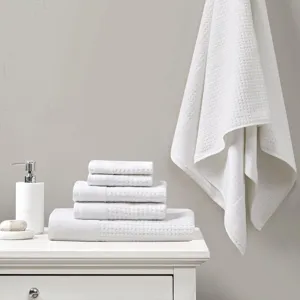 Madison Park Spa Waffle Cotton Jacquard Bath Towel 6 Piece Set