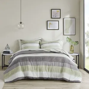 Madison Park Essentials Jaxon Stripe Comforter Set with Bed Sheets