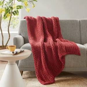 Madison Park Chunky Double Knit Handmade Throw Blanket