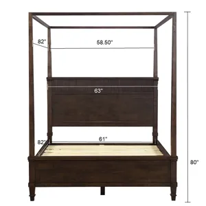 Kenna Queen Canopy Bed Queen - Dark Coffee