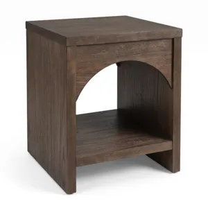 Nicole Miller Bellcourt Arch Wood End Table with Arched Open Shelf - Walnut Brown