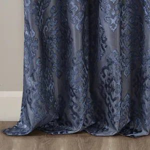 SunSmart Mirage Knitted Jacquard Damask Total Blackout Grommet Top Curtain Panel