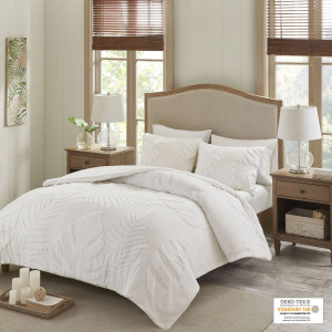 Madison Park Bahari 3 Piece Tufted Cotton Chenille Palm Comforter Set