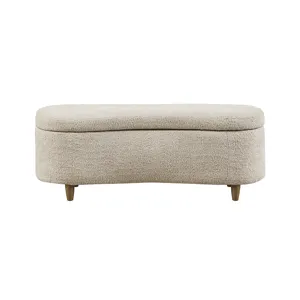 Bailey Boucle Flip Top Storage Bench - Taupe