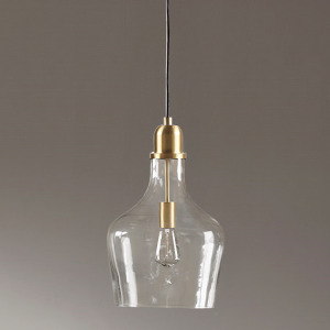 Auburn Bell Shaped Hanging Glass Pendant Light - Gold/Clear