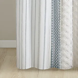 INK+IVY Imani Cotton Printed Shower Curtain with Chenille