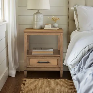 Salina Woven Cane Nightstand - Toasted Almond