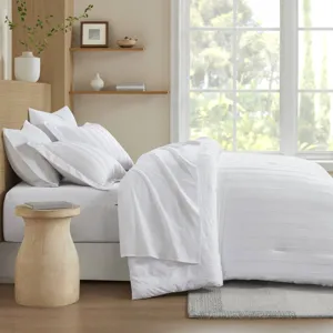 Super Listing Logan Striped Reversible Pintuck Pleated Comforter Set