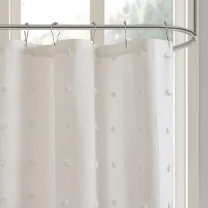 Urban Habitat Brooklyn Cotton Jacquard Pom Pom Shower Curtain
