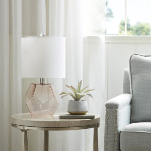 Bella Geometric Glass Table Lamp - Pink