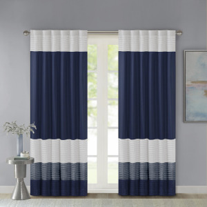 Amherst Polyoni Pintuck Curtain Panel - Navy