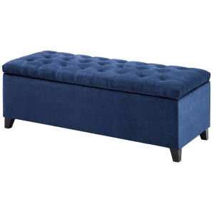 Shandra Tufted Top Soft Close Storage Bench - Navy