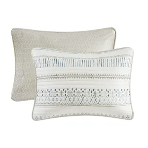 Fraser King/California King 3 Piece Printed Microfiber Seersucker Quilt Set - Taupe/Blue