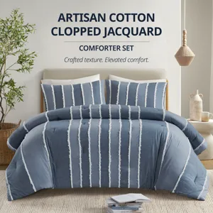 INK+IVY Shay 3 Piece Striped Cotton Comforter Set