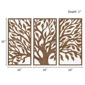Madison Park Birch Botanical Two-tone Wood Panel Wall Décor Set