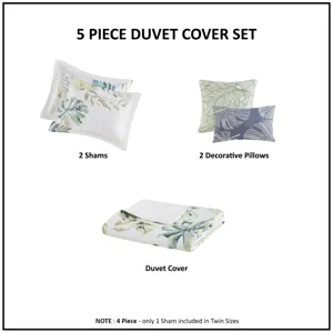 Harbor House Blue Lorelai Cotton Printed 5 Piece Duvet Cover Set