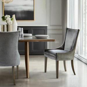 Ultra Ultra Upholstered Dining Side Chairs with wood legs (Set of 2) - Dark Gray