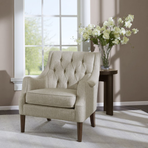 Qwen Button Tufted Accent Chair - Beige