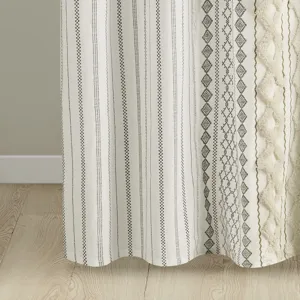 INK+IVY Imani Cotton Printed Shower Curtain with Chenille