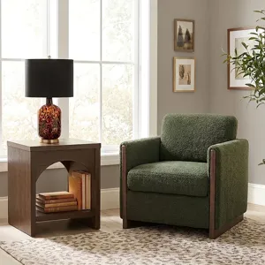 Nicole Miller Bellcourt Arch Wood End Table with Arched Open Shelf - Walnut Brown