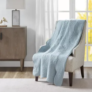 Madison Park Tuscany Oversized Quilted Throw with Scalloped Edges