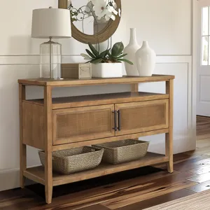 Naomi 2 Door Storage Console Table - Honey