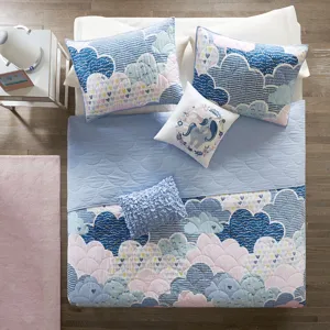 Urban Habitat Kids Cloud  Reversible Cotton Quilt Set with Throw Pillows