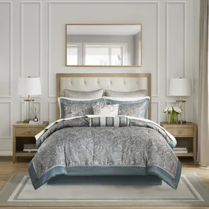 Madison Park Aubrey 12 Piece Comforter Set with Cotton Bed Sheets