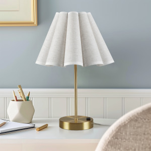 Chique Tap-Control and Dimmable Accent Table Lamp with Power Outlet - Gold