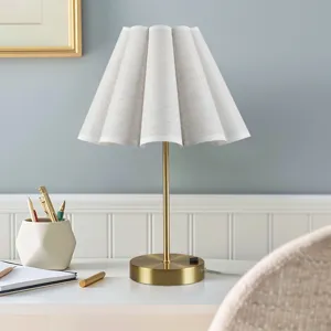 Chique Tap-Control and Dimmable Accent Table Lamp with Power Outlet - Gold