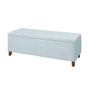 Shandra Tufted Top Upholstered Storage Bench - Light Blue