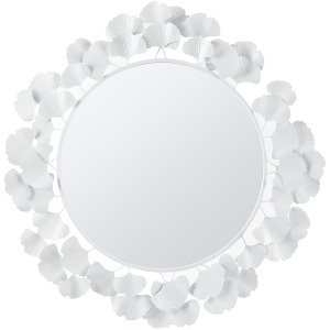 Eden Gingko Leaf Round Wall Mirror 30.5” - White