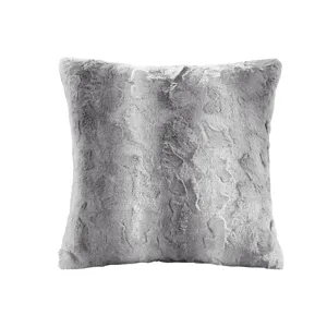 Zuri Faux Fur Square Pillow - Grey