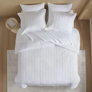 Super Listing Logan Striped Reversible Pintuck Pleated Duvet Set
