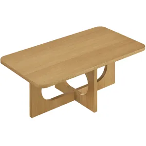 INK+IVY Devon 48" Sculptural Wood Coffee Table with Cutout Base - Natural Oak