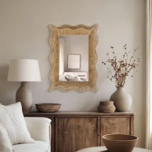 INK+IVY 26X36 Double-Layer Scalloped Natural Jute Wall Mirror Amelie Seagrass - Natural