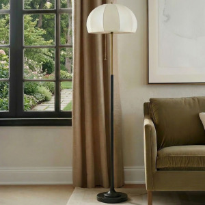 INK+IVY Serin Dimmable Floor Lamp with Dome Shade - Black / Antique Gold