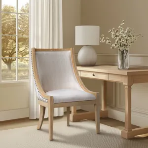 Elmcrest Upholstered Dining Chair with Nailhead Trim - Beige Stripe
