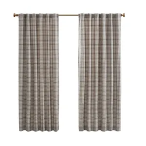 Madison Park Anaheim Plaid Rod Pocket and Back Tab Curtain Panel with Fleece Lining