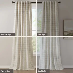 Madison Park Anaheim Plaid Rod Pocket and Back Tab Curtain Panel with Fleece Lining